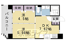 セントポーリア西大路七条 2DKの間取図画像
