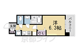 プレサンス京都五条天使突抜 1Kの間取図画像