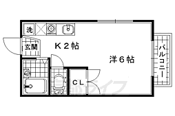 レオパレスあまの 1Kの間取図画像