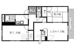 レーベン北里 2LDKの間取図画像