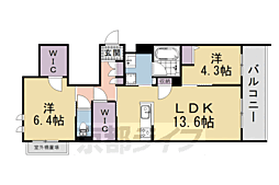 シャーメゾン ブルーム 楠葉 2LDKの間取図画像