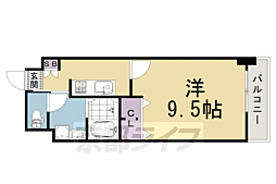 クオリカ太秦 1Kの間取図画像