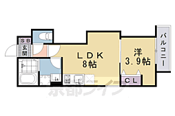 D porta Pine 1LDKの間取図画像