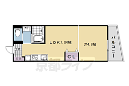 宇治市莵道門前アパート 1DKの間取図画像