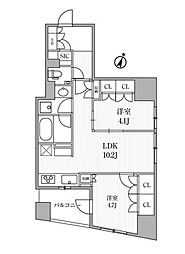 東京メトロ丸ノ内線 淡路町駅 徒歩4分の賃貸マンション 10階2LDKの間取り