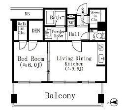 都営新宿線 神保町駅 徒歩3分の賃貸マンション 15階1LDKの間取り