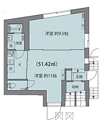 ルクール市ヶ谷払方町 1DKの間取図画像