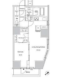ザ・パークハビオ市ヶ谷ウエスト 1LDKの間取図画像