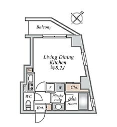 セントラルクリブ六本木2 ワンルームの間取図画像