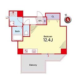 シティコートカスガ ワンルームの間取図画像