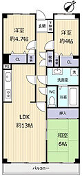 ハイホーム第2志津駅前 3LDKの間取図画像