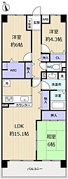 ネオハイツ勝田台 3LDKの間取図画像