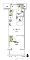 ザ・パークハビオ同心 4階1DKの間取り