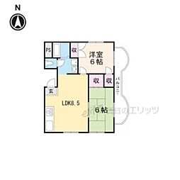 FLAT34茨木 2DKの間取図画像