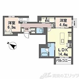 吹田市昭和町マンション 2LDKの間取図画像