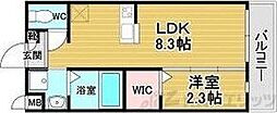 リアコート千里丘I NORTH 1LDKの間取図画像