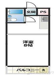 リバーエステート ワンルームの間取図画像