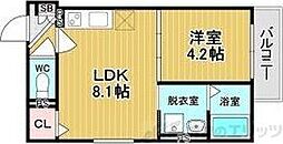 グリッター上新庄 1LDKの間取図画像