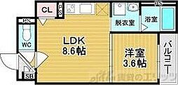 グリッター上新庄 1LDKの間取図画像