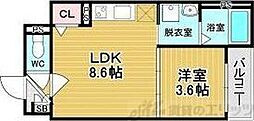 グリッター上新庄 1LDKの間取図画像