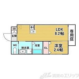 リアコート関大前II 1LDKの間取図画像
