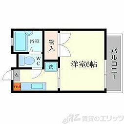 メルベイユ千里山北棟 1Kの間取図画像