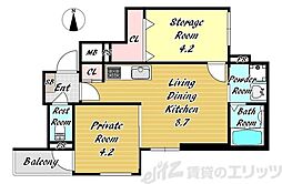 センチュリー江坂 2LDKの間取図画像