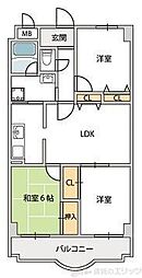 パークサイド三木・第2 3LDKの間取図画像