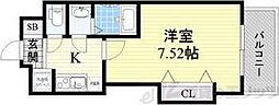 Luxe天神橋 1Kの間取図画像