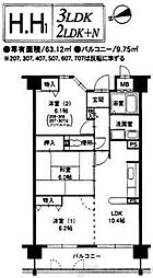 レックス豊新 3LDKの間取図画像