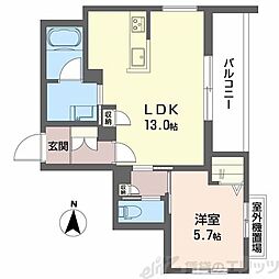 ティーエヌ伍番館 1LDKの間取図画像
