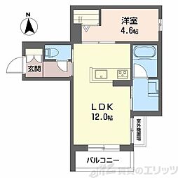 ユイロ中津 1LDKの間取図画像