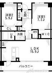 エルズレジデンス吹田 2LDKの間取図画像