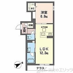 シャーメゾンはなみずき 1LDKの間取図画像