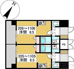 エクセレント上新17 ワンルームの間取図画像