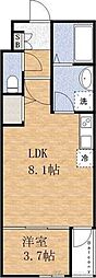 大阪市東淀川区下新庄5丁目アパート 1LDKの間取図画像