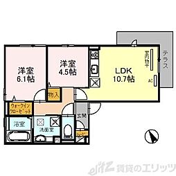 メゾンドレーヴ 2LDKの間取図画像