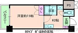 KM江坂 1Kの間取図画像