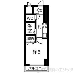 ラ・フォーレ上新庄 1Kの間取図画像