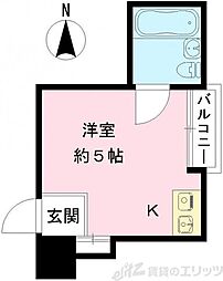 シモールハイツ ワンルームの間取図画像