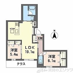 シャーメゾン清華 2LDKの間取図画像