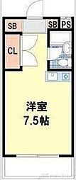 エスポワールミヤビ ワンルームの間取図画像