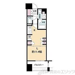 アパートメンツ江坂 1DKの間取図画像