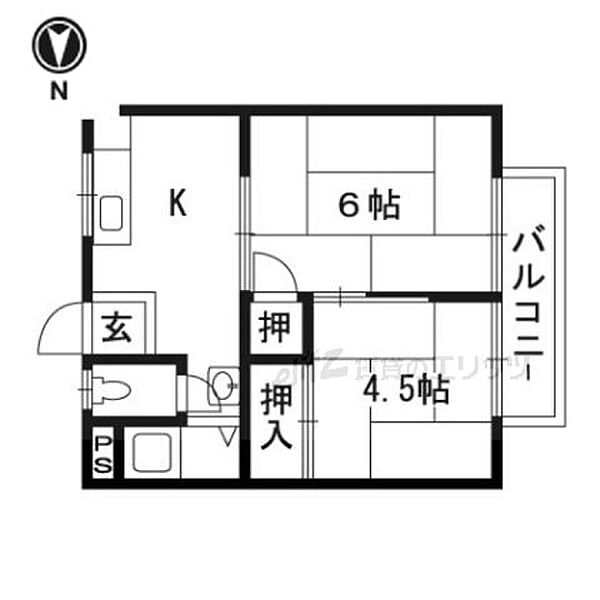 園田ハイムＢ棟 203｜大阪府茨木市園田町(賃貸アパート2DK・2階・31.00㎡)の写真 その2