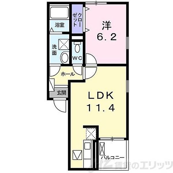 ポルト　ボヌール 102｜大阪府茨木市上野町(賃貸アパート1LDK・1階・41.00㎡)の写真 その2