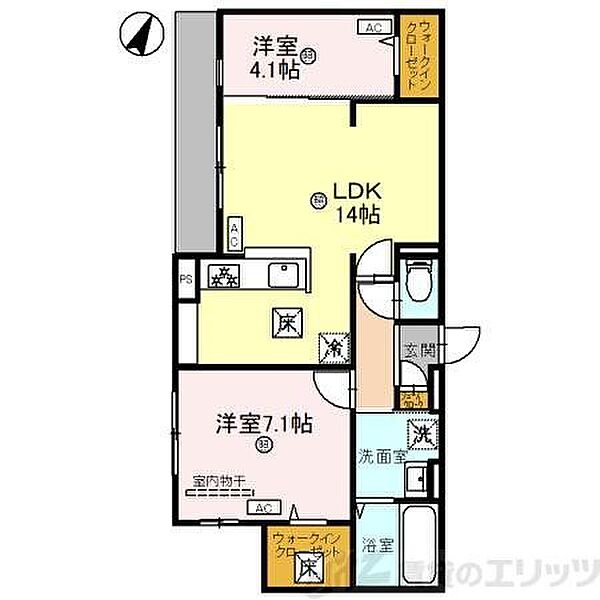 仮称)D-room東御旅町PJ 101｜大阪府吹田市東御旅町(賃貸アパート2LDK・1階・58.48㎡)の写真 その2