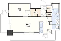 RJRプレシア浦上クロス 7階1LDKの間取り