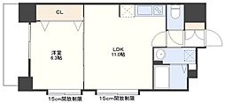 ソレイユ元船 1LDKの間取図画像