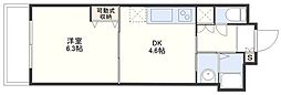 リバーサイド岩永 1DKの間取図画像
