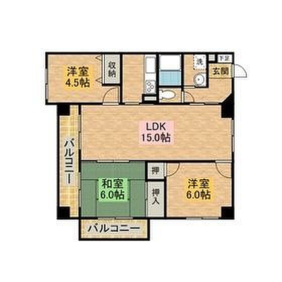 スタジアムマンション ｜長崎県長崎市松山町(賃貸マンション3LDK・8階・69.00㎡)の写真 その2